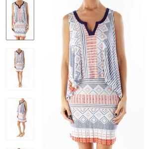 ANTHROPOLOGIE Maeve Multicolor Sleeveless Tribal Print Dress Midi Knee Length M